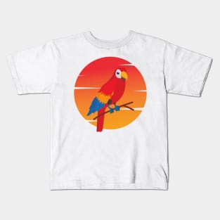 Vibrant Feathers: Modern Parrot Kids T-Shirt